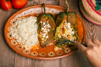 Stuffed peppers, typical mexican food. Food to celebrate Cinco de Mayo.