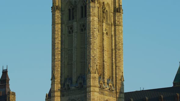 Tilt up view of the Peace Tower