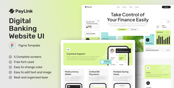 PayLink - Digital Banking Website UI Figma Template