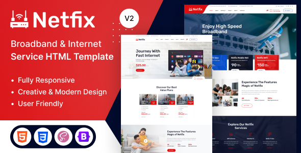 Netfix - Broadband & Internet Services HTML5 Template