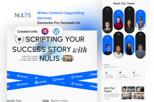 Nulis – Writer Content Copywriting Services Elementor Pro Template Kit – 0 Sold!