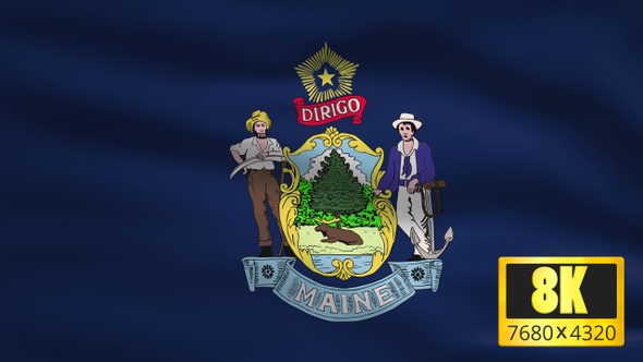 8K Maine State Flag Background