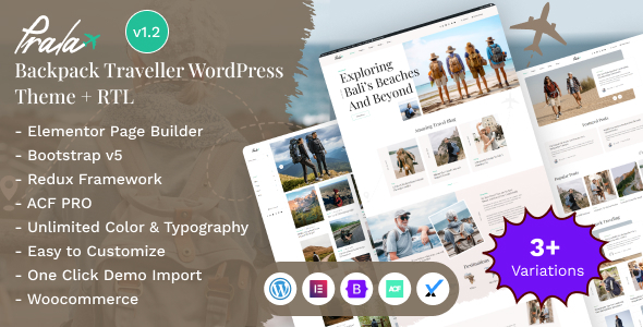 Prala - Backpack Traveler Blog Elementor WordPress Theme