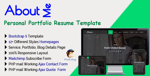 AboutMe - Personal Portfolio Resume Template