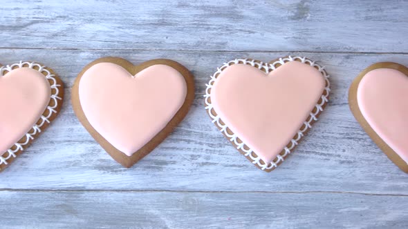 Row of Heart Shaped Biscuits