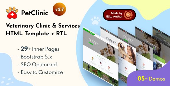 Pet Clinic - Veterinary Clinic & Services Bootstrap 5 Template