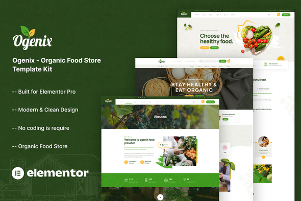Ogenix - Organic Food Store Elementor Template Kit