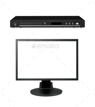 black dvd player with monitor
