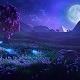 Blue Butterflies in Mountain Meadow under Big Full Moon - VideoHive Item for Sale