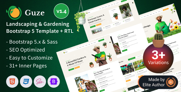 Guze - Landscaping & Gardening Bootstrap 5 Template