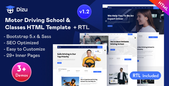 Dizu - Motor Driving School & Classes Bootstrap 5 Template