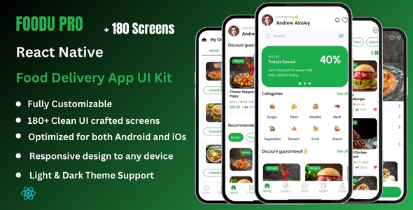 Foodu Pro - Food Delivery React Native Expo App Ui Kit