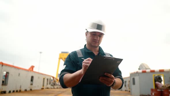 Marine Deck Officer or Chief Mate on Deck of Offshore Vessel or Ship