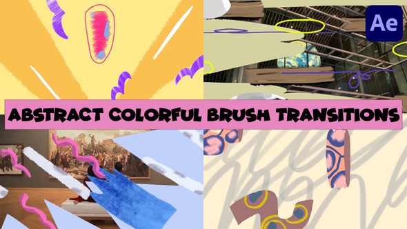 Abstract Colorful Brush Transitions | After Effects alt