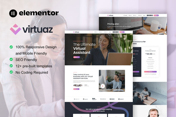 Virtuaz - Virtual Assistant Business Elementor Template Kit