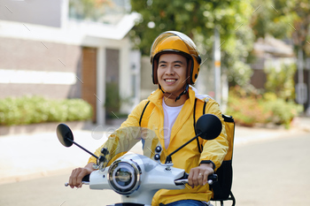 Delivery Man Riding Motorbike
