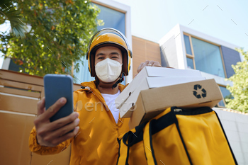 Delivery Man Wearing Protective Mask
