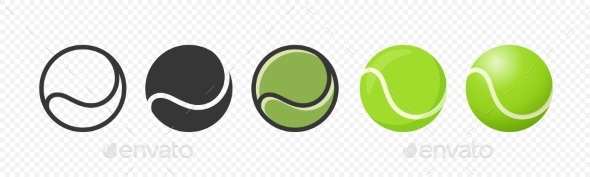 Flat Vector Tennis Ball Icon Set