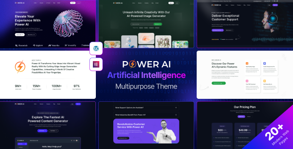 PowerAI - Startup AI Services WordPress Theme for Elementor