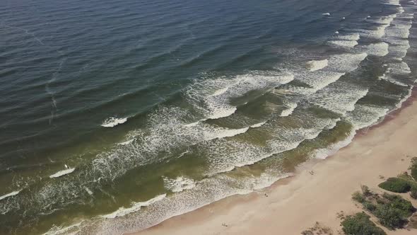 Baltic Sea Coast Waves near Entrance to Lithuanian Port of Klaipeda