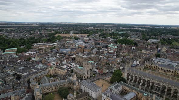 Cambridge City centre  England panning drone aerial view 4K footage