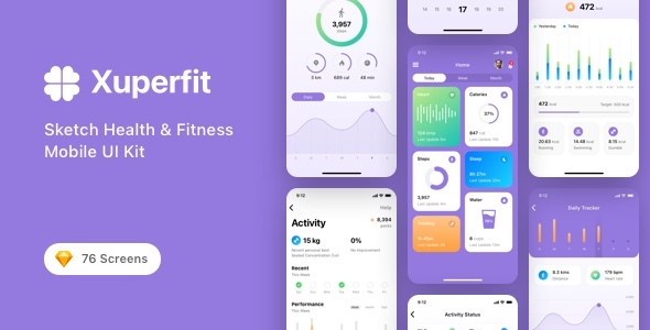 Xuperfit - Sketch Health & Fitness Mobile UI Kit