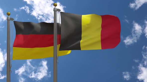 Germany Flag Vs Belgium On Flagpole