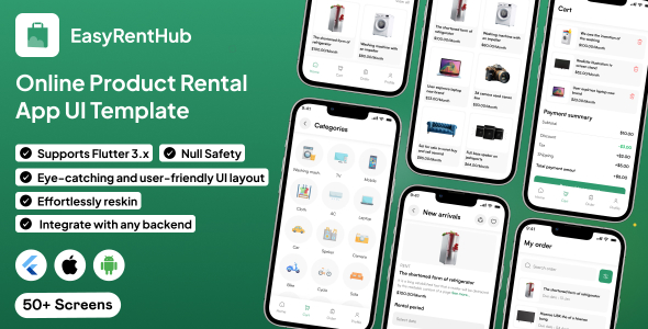 EasyRentHub UI template | Online Product Rental App in Flutter | Rent Out & Rent In App Template