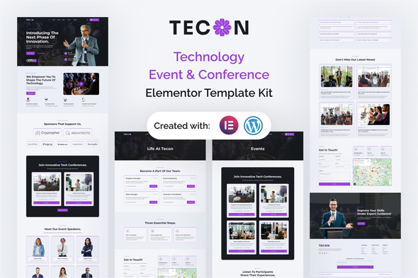 Tecon - Tech Event & Conference Elementor Template Kit