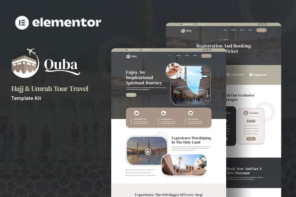 Quba – Hajj & Umrah Travel Tour Elementor Template Kit – 0 Sold!