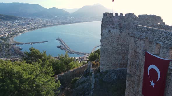 Alanya Castle - Alanya Kalesi Aerial View. Turkey