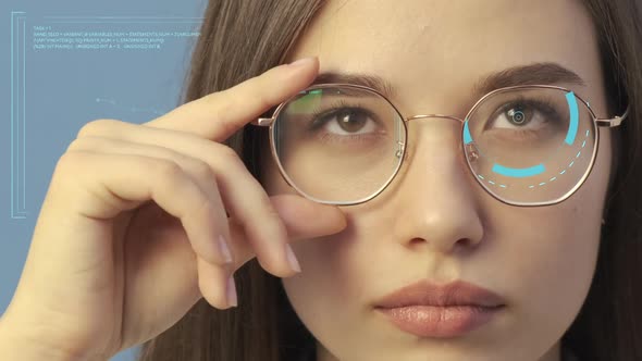 A Female Eye with a Futuristic Information Reading System