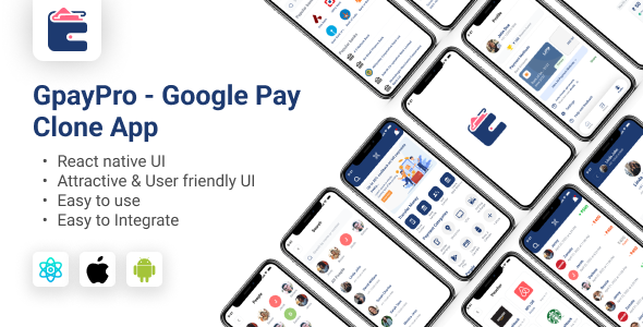 GpayPro - GooglePay Clone App v1.0 - React Native CLI template | Android & iOS