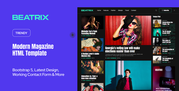 Beatrix - Modern Magazine Bootstrap Template