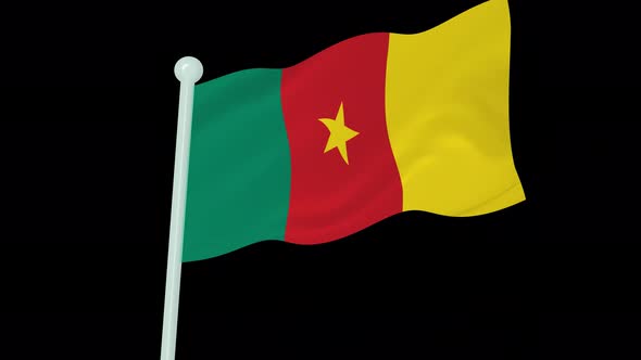 Cameroon Flag Flying Wavy Animated Black Background