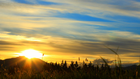 Sunset Behind The Mountains, Time Lapse