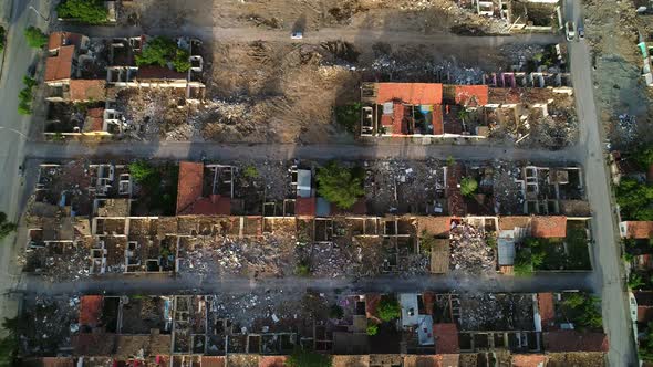 Aerial View Ruined Slums