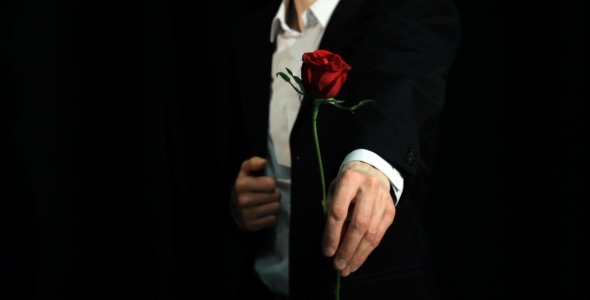 Gentleman Extending Hand With Red Rose