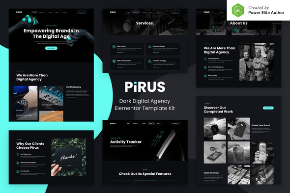 PIRUS – Dark Digital Agency Elementor Template Kit
