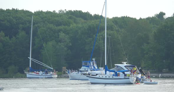 Boats on a lake