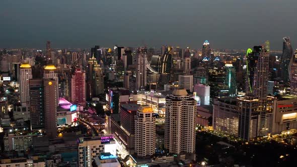 Siam and Rachathewi Districts Aerial Views Rooftop Bar in Bangkok Thailand