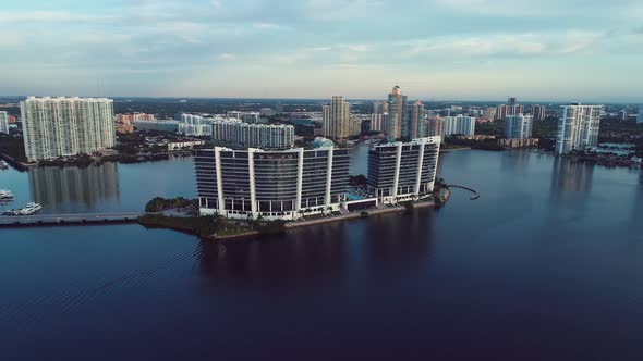 Aerial landscape of coast city of Miami Florida United States