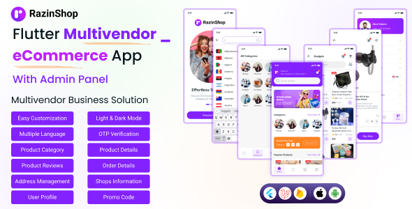 RazinShop eCommerce- Complete Multivendor eCommerce Mobile App With Admin Panel
