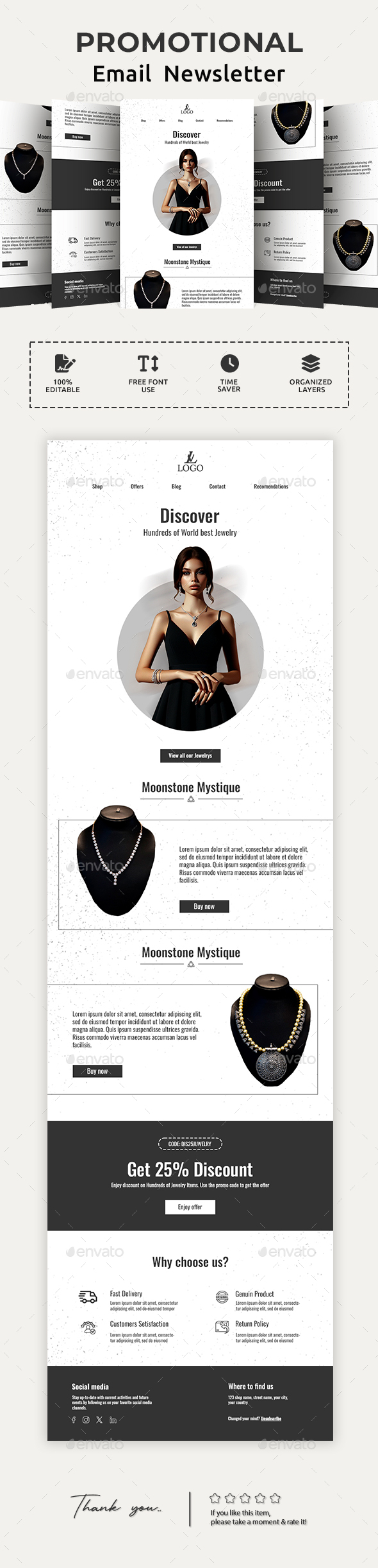 Jewellery Email Newsletter PSD Template