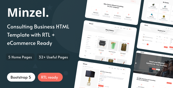 Minzel - Consulting Business HTML Template with RTL +  eCommerce Ready