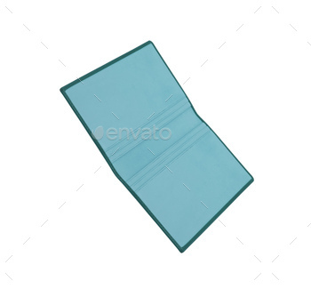 Open leather folder with blank page isolated