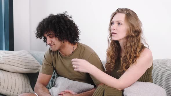 Multiracial Couple in Love on the Couch