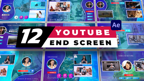 12 YouTube End Screens Pack V1