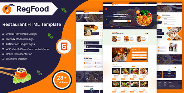 RegFood - Restaurant Food Ordering System HTML Template