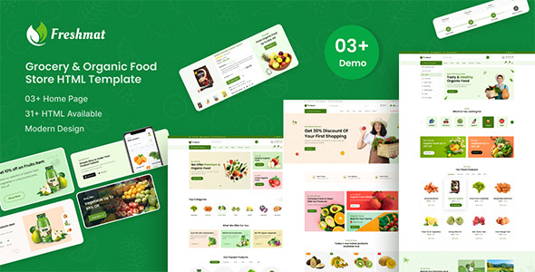 Freshmat - Grocery & Organic Food Store HTML Template